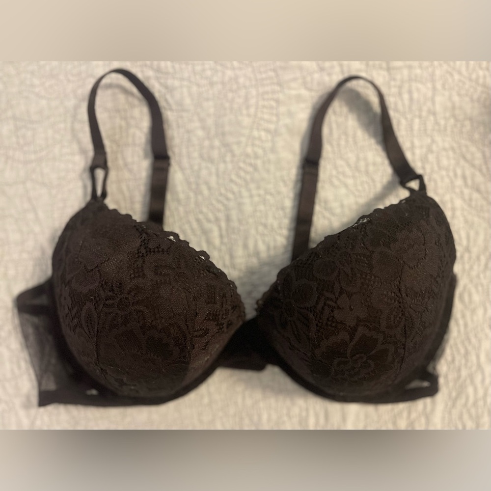 Victoria's Secret Black Floral Lace Bra